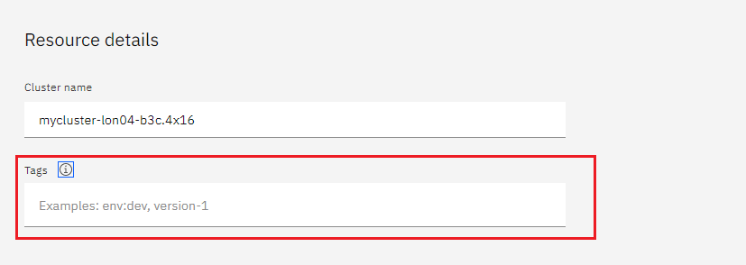 IBM adding tags to cluster